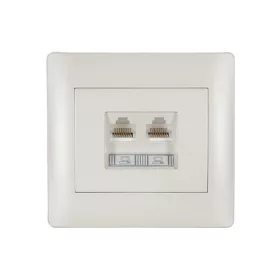 RHYME COMPUTER NETWORK SOCKET (DOUBLE) WHITE METAL