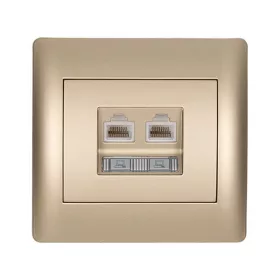 RHYME COMPUTER POWER SOCKET (DOUBLE) CHAMPAGNE METAL