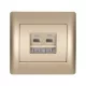 RHYME COMPUTER POWER SOCKET (DOUBLE) CHAMPAGNE METAL