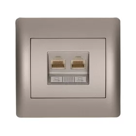 RHYME COMPUTER POWER SOCKET (DOUBLE) GREY METAL