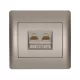 RHYME COMPUTER POWER SOCKET (DOUBLE) GREY METAL