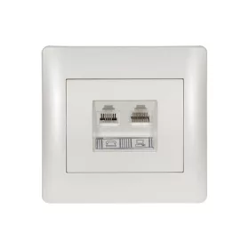 RHYME TELEPHONE SOCKET + COMPUTER POWER SOCKET WHITE METAL