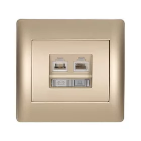RHYME PHONE SOCKET + COMPUTER POWER SOCKET CHAMPAGNE METAL