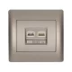 RHYME TELEPHONE SOCKET + COMPUTER POWER SOCKET GREY METAL