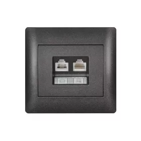   RHYME TELEPHONE SOCKET + COMPUTER POWER SOCKET GRAPHITE METAL