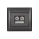 RHYME TELEPHONE SOCKET + COMPUTER POWER SOCKET GRAPHITE METAL