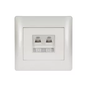 RHYME TELEPHONE SOCKET (DOUBLE) WHITE METAL