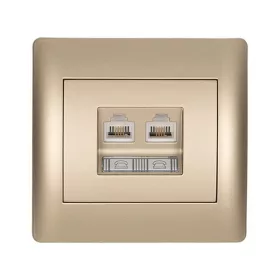RHYME TELEPHONE SOCKET (DOUBLE) CHAMPAGNE METAL