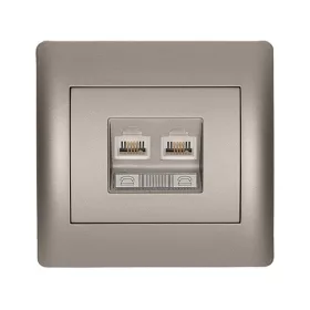 RHYME TELEPHONE SOCKET (DOUBLE) GREY METAL