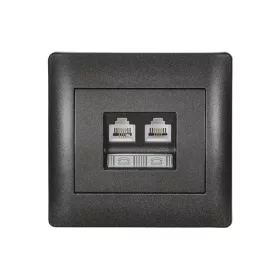 RHYME TELEPHONE SOCKET (DOUBLE) GRAPHITE METAL