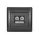 RHYME TELEPHONE SOCKET (DOUBLE) GRAPHITE METAL