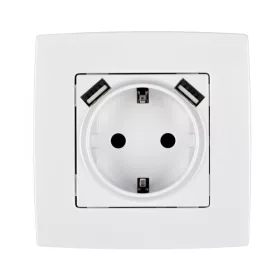 CITY GERMAN TYPE PLUG + 2 USB WHITE