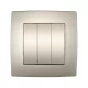 CITY TRIPLE SINGLE POLE SWITCH CHAMPAGNE METAL