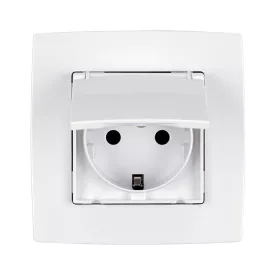 CITY GERMAN TYPE PLUG WITH WATERPROOF COVER METAL WHITE 