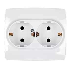 CITY GERMAN TYPE DOUBLE SOCKET METAL WHITE
