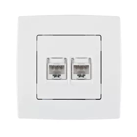 CITY COMPUTER SOCKET (DOUBLE), WHITE METAL