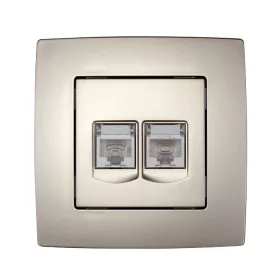 CITY COMPUTER SOCKET (DOUBLE), CHAMPAGNE METAL