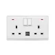 LONDON DOUBLE SOCKET 2P BUTTON SWITCH NEON+USB WHITE