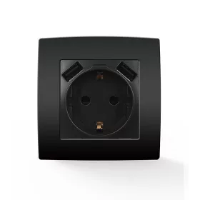 CITY GERMAN TYPE PLUG + 2 USB ANTHRACITE