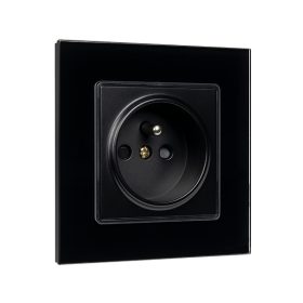 FRENCH TYPE SOCKET 16A GLASS FRAME BLACK+C. BOX