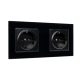GERMAN DOUBLE SOCKET 16A GLASS FRAME BLACK+C. BOX