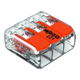 WAGO 221 CONNECTOR, 3 WIRES 0.02-4 MM2