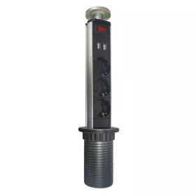 TOWER MULTIPLUG 3 SCHUKO+2 USB CHROME