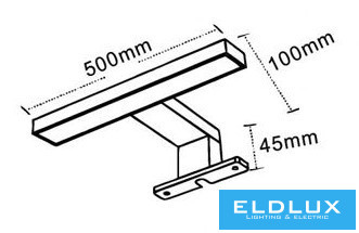 UNIVERSO Furniture mountable lamp 7w 650lm 4000k IP44 500x100x45mm black