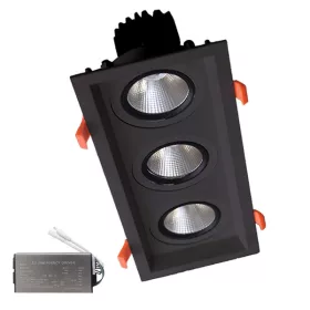 TRIPLA LED SPOTLIGHT 3X15W 230V 4000K BL+EMERGENCY KIT