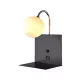 BETTY WALL LAMP 1XG9 WITH USB BLACK