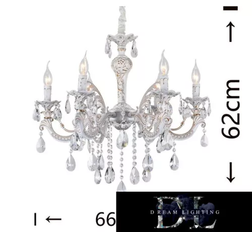 UNIVERSO Chandelier 6 arms 6xE14 Max.40W D66x62cm white/gold
