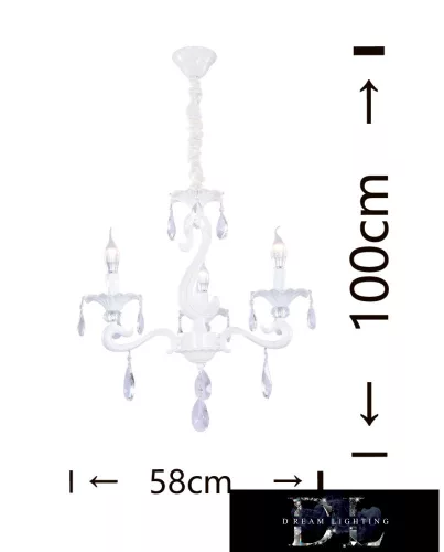 UNIVERSO Chandelier 3 arms 3xE14 Max.40W D58x100cm white