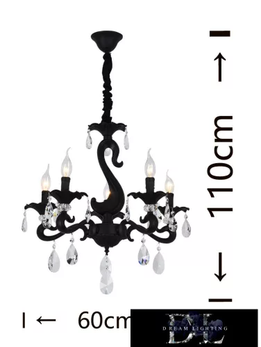 UNIVERSO Chandelier 5 arms 5xE14 Max.40W D60x110cm black