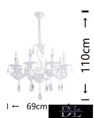 UNIVERSO Chandelier 8 arms 8xE14 Max.40W D69x110cm white
