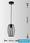UNIVERSO Pendant Light 1xE27 Max.60w IP20 Black D140x1340mm