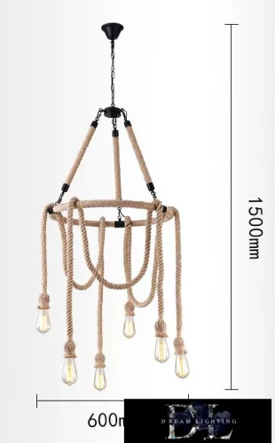 UNIVERSO Hemp rope chandelier 6xE27 max. 240V ∅600×1500mm black