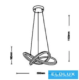 UNIVERSO Pendant LED 60w 4800lm CCT.kap D500x1100mm IP20 Chrome
