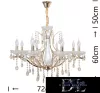UNIVERSO Chandelier 8 arms 8xE14 Max.40W D72x110cm gold