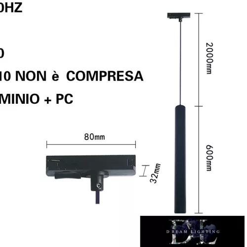 UNIVERSO For single-phase track Suspension GU10 max.60w 600mm black