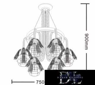 UNIVERSO Hemp rope chandelier 6xE27 IP20 D750x900mm black