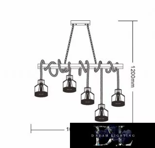 UNIVERSO Hemp rope chandelier 5xE27 IP20 1000x1200mm black