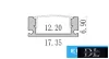 UNIVERSO ceiling aluminum profile with matte white cover plate, 2 m, 17.35 x 6.9 mm, white
