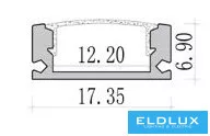 UNIVERSO ceiling aluminum profile with matte white cover plate 2m 17.35x6.9mm black