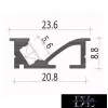 UNIVERSO Aluminum profile for recessing into plasterboard with matt white cover plate, 2 m, 20.8*8.8 mm