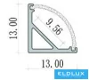 UNIVERSO corner aluminum profile with matte white cover plate 45° 13x13x2000mm aluminum