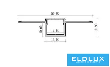 UNIVERSO Flexible recessed aluminum profile with matt white cover plate, internal: 12.6 mm, 1.5 m