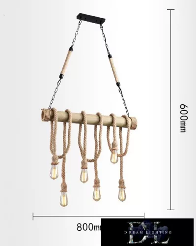 UNIVERSO Hemp rope chandelier 6xE27 max. 240V ∅800×600mm black