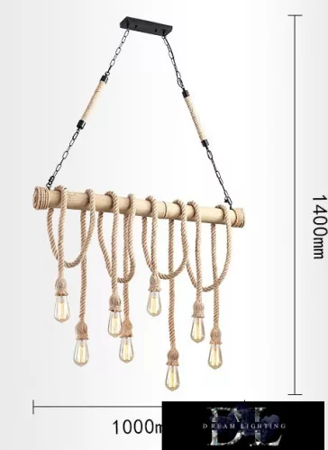 UNIVERSO Hemp rope chandelier 8xE27 max. 240V ∅1000×1400mm black