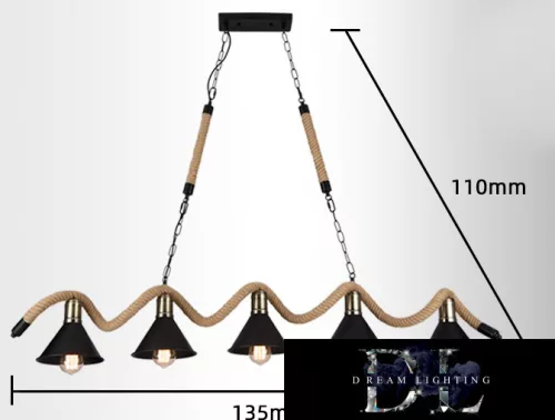 UNIVERSO Hemp rope chandelier 5xE27 IP20 1350x1100mm black