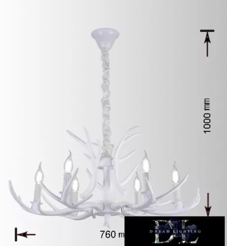 UNIVERSO Chandelier 6 arms 6xE14 Max.40W D76x100cm white